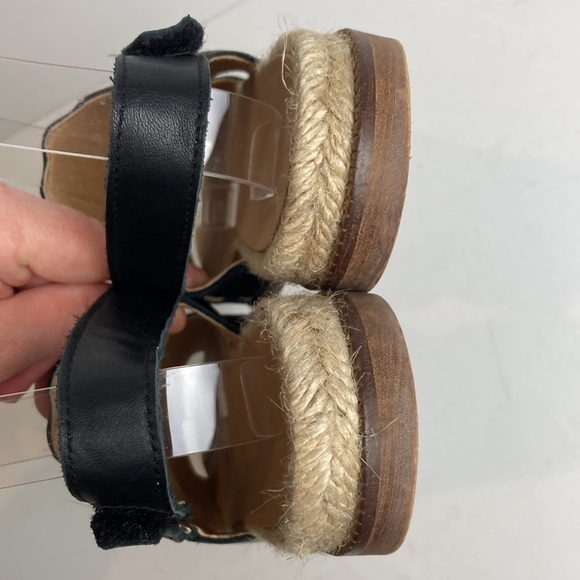 Anthropologie | Black Mollie Scalloped Sandals 37 Slingback Espadrilles Vacation - Picture 11 of 16